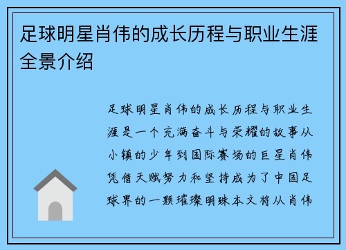 足球明星肖伟的成长历程与职业生涯全景介绍